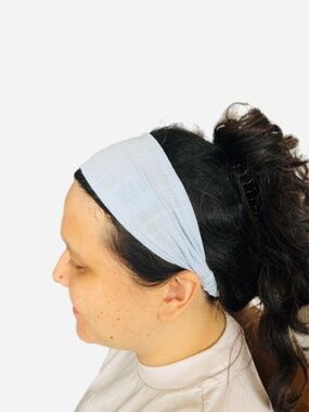 Handmade Cotton Rayon Headband, Stretchy Yoga Hair Wrap, Linen Feel Slub Textur
